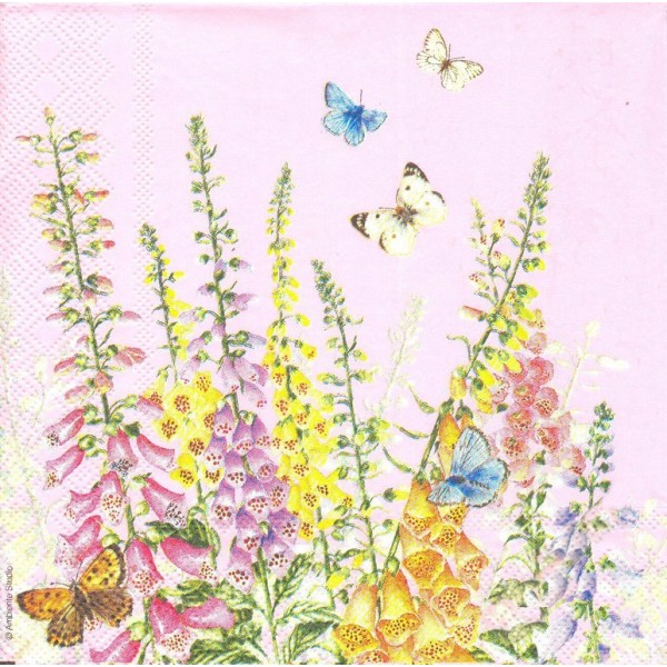 4 Serviettes en papier Fleur Digitale Papillon Format Lunch Decoupage 13304756 Ambiente - Photo n°1