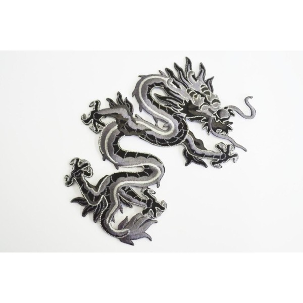 Application à thermocoller dragon en gris et noir 150mm x 125mm - Photo n°1