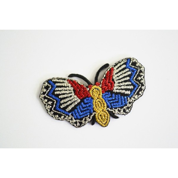 Application à thermocoller papillon lurex rouge et bleu 30mm x 55mm - Photo n°1