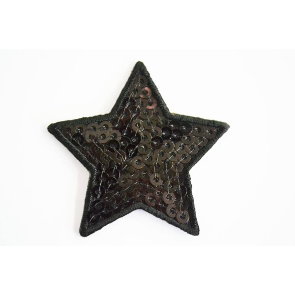 Application à thermocoller étoile en sequin noir 40mm x 40mm - Photo n°1