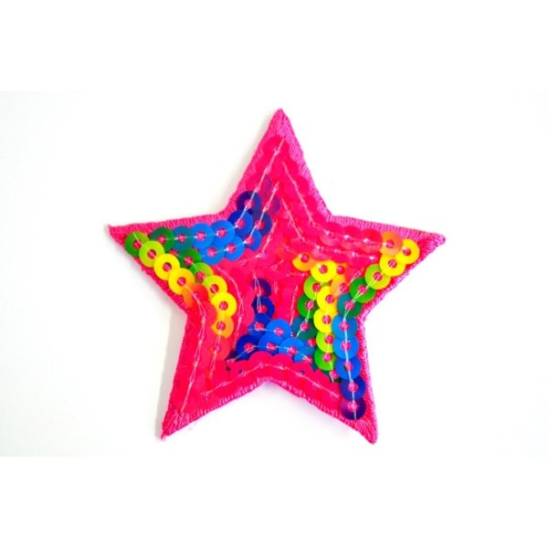 Application à thermocoller étoile en sequin multicolore 52mm x 52mm - Photo n°1