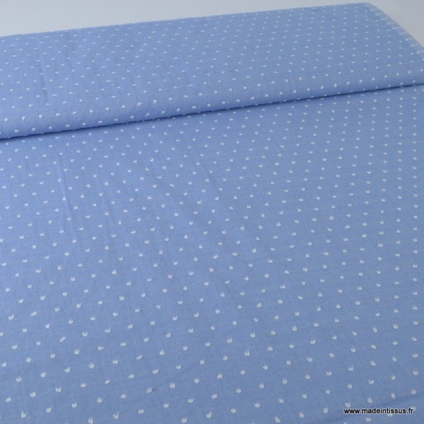 Tissu plumetis voile de coton chambray Bleu - Photo n°2