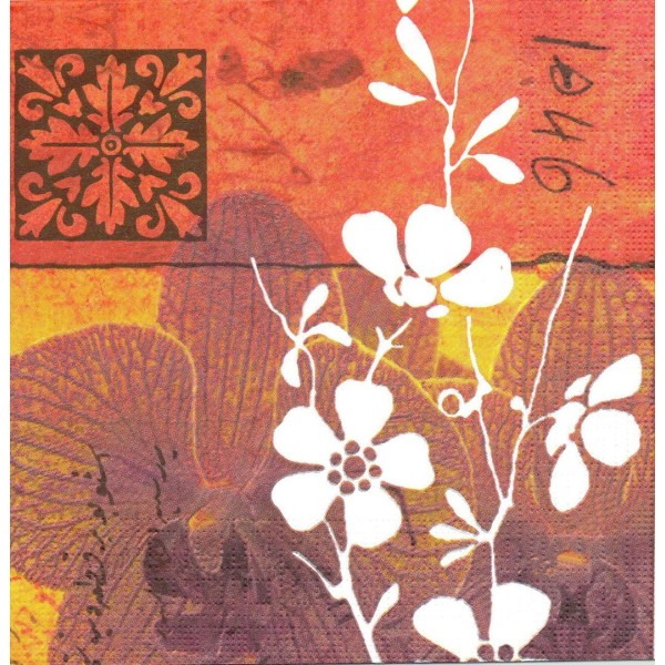 4 Serviettes en papier Art des Fleurs Format Lunch Decoupage Decopatch 5701 PPD - Photo n°1