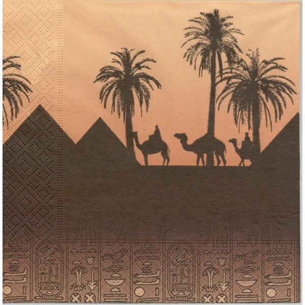 4 Serviettes en papier Egypte hiéroglyphes Format Lunch Decopatch 21169 Paper+Design - Photo n°1