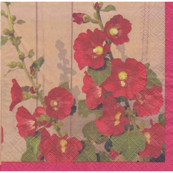 4 Serviettes en papier Fleurs Rouges Format Lunch Decoupage Decopatch 1210-7005 Atelier - Photo n°1