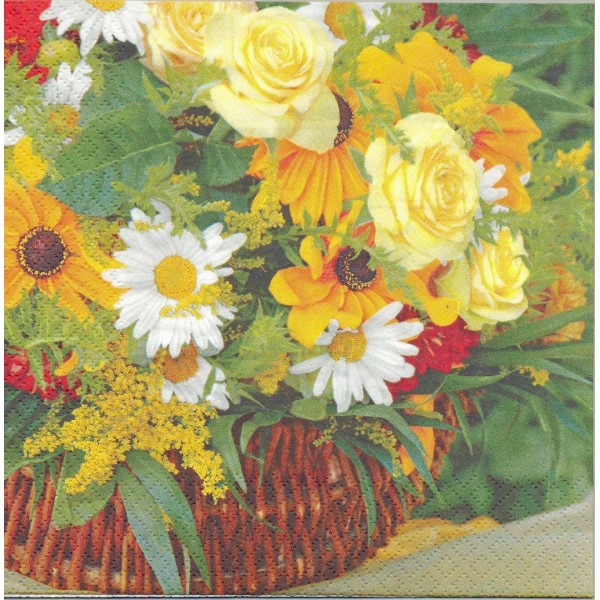4 Serviettes papier Bouquet de Fleurs d'été Format Lunch Decoupage Decopatch Ti-Flair 357472 - Photo n°1
