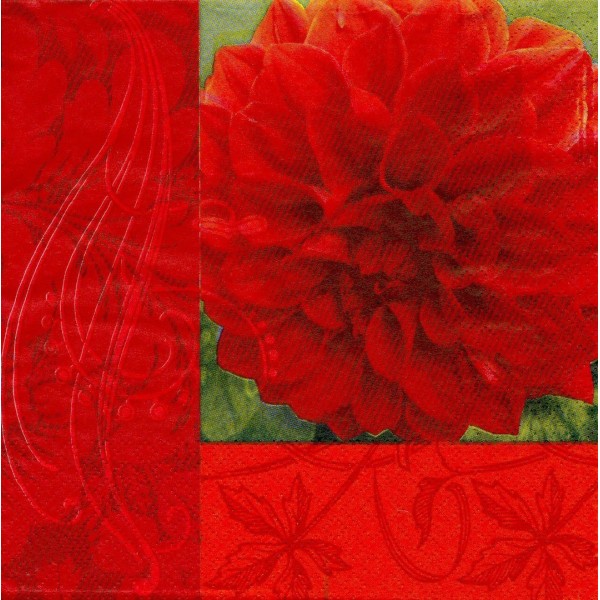 4 Serviettes en papier Fleurs Dalhia Format Lunch Decoupage Decopatch 1210-11200 Atelier - Photo n°1