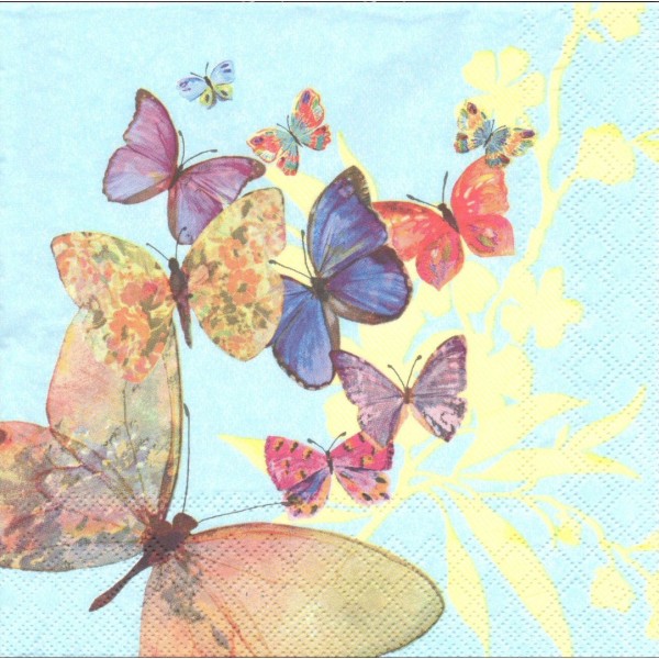 4 Serviettes en papier Papillons Format Lunch Decoupage Decopatch 13307090 Ambiente - Photo n°1