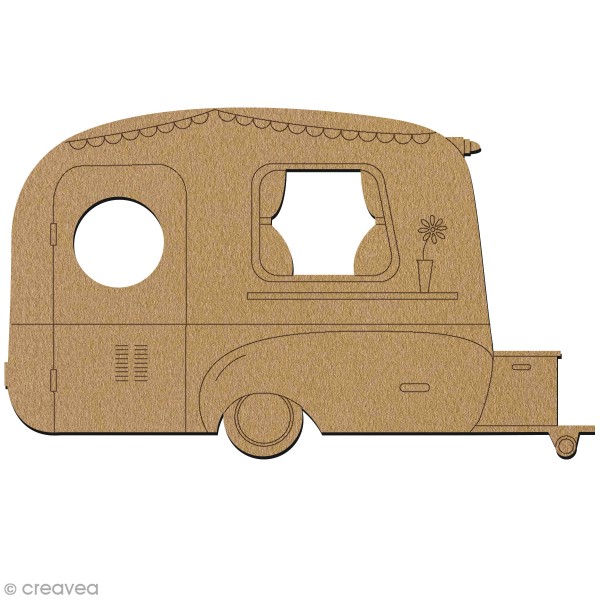 Caravane en bois à décorer - 15 cm - Photo n°1