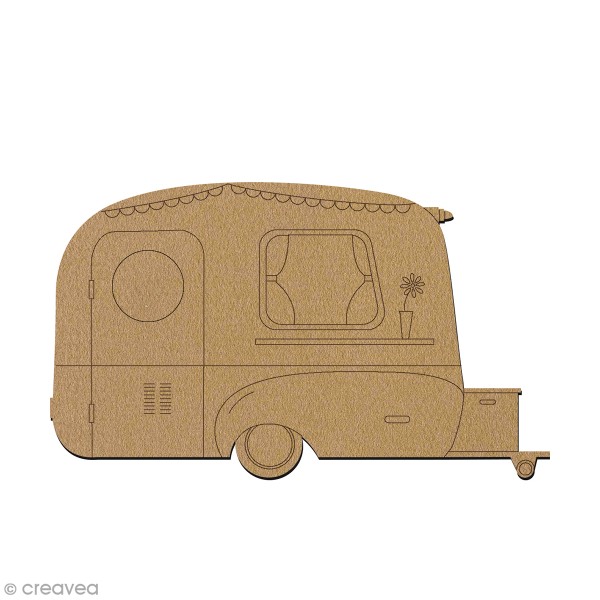 Caravane en bois à décorer - 7 cm - Photo n°1