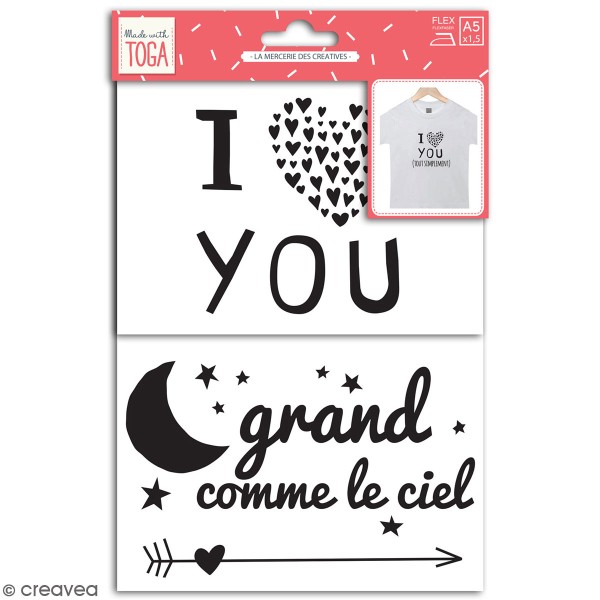Stickers flex thermocollant A5 - I Love You - Photo n°1