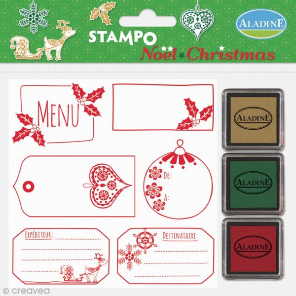 Kit de 6 tampons Stampo - Noël Etiquettes - Photo n°1