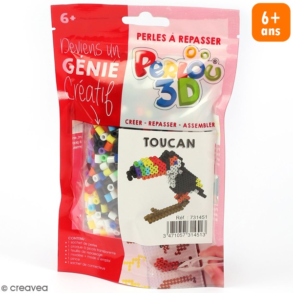 Kit Perles à repasser Perlou 3D - Toucan - Photo n°1