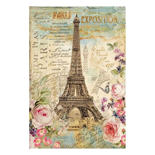 1 feuille de papier de riz 48 x 33 cm découpage collage STAMPERIA VINTAGE PARIS 370 - Photo n°1