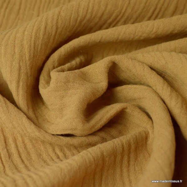 Tissu Double gaze coton Camel - Photo n°2