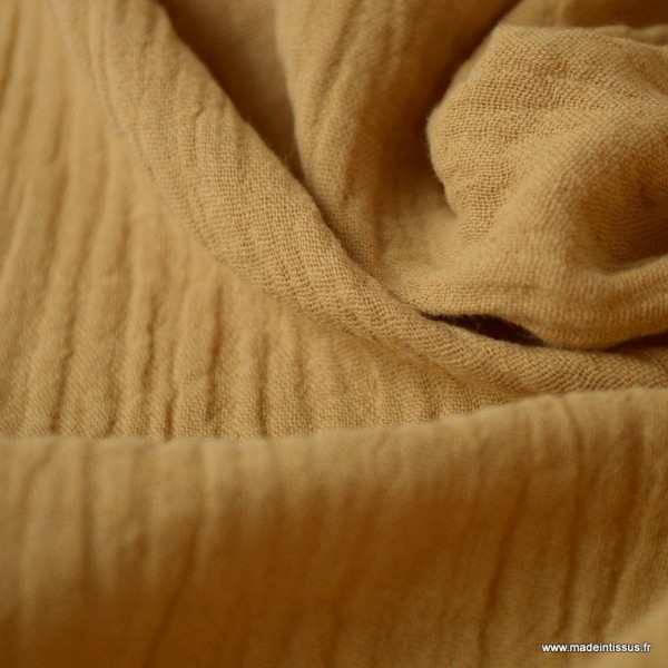 Tissu Double gaze coton Camel - Photo n°3