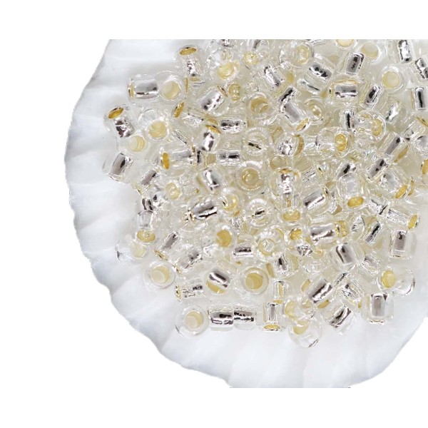 10g de Cristal d'Argent Bordée de Verre Ronde, Japonais TOHO Perles de rocaille 8/0 Tr-08-21 3mm - Photo n°1