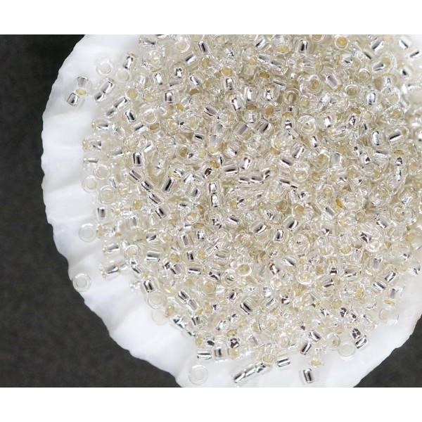 10g de Cristal d'Argent Bordée de Verre Ronde, Japonais TOHO Perles de rocaille 15/0 Tr-15-21 1.6 mm - Photo n°1