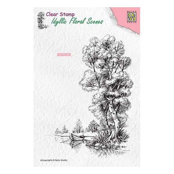 Tampon transparent clear stamp scrapbooking Nellie's Choice ARBRE RIVIERE BARQUE 014 - Photo n°1