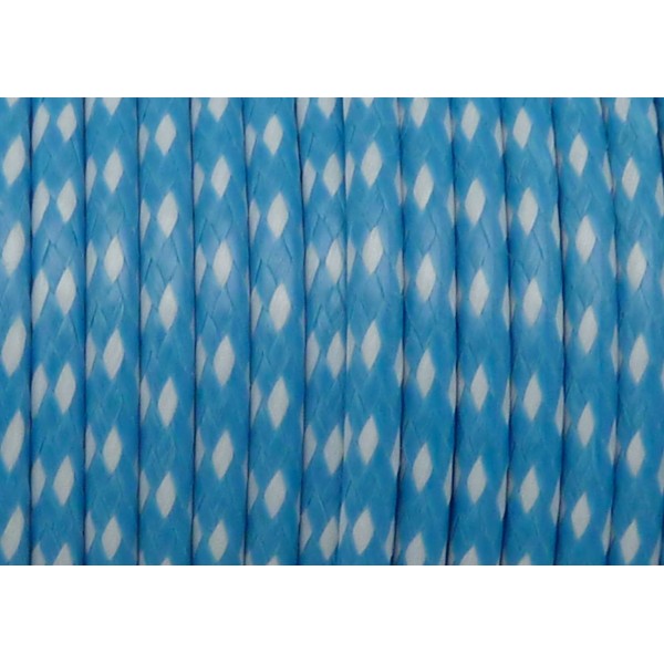 R-2,50m Cordon Polyester Enduit 2mm Tressé Bleu Et Blanc - Photo n°1