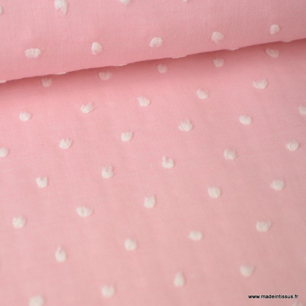 Tissu plumetis voile de coton chambray Rose - Photo n°1