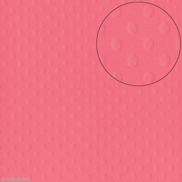 Papier scrapbooking Bazzill 30 x 30 cm - Pois - Coral Reef (rose corail) - Photo n°1