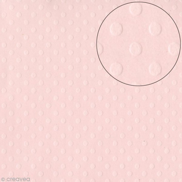 Papier scrapbooking Bazzill 30 x 30 cm - Pois - Soft Shell (rose clair) - Photo n°1