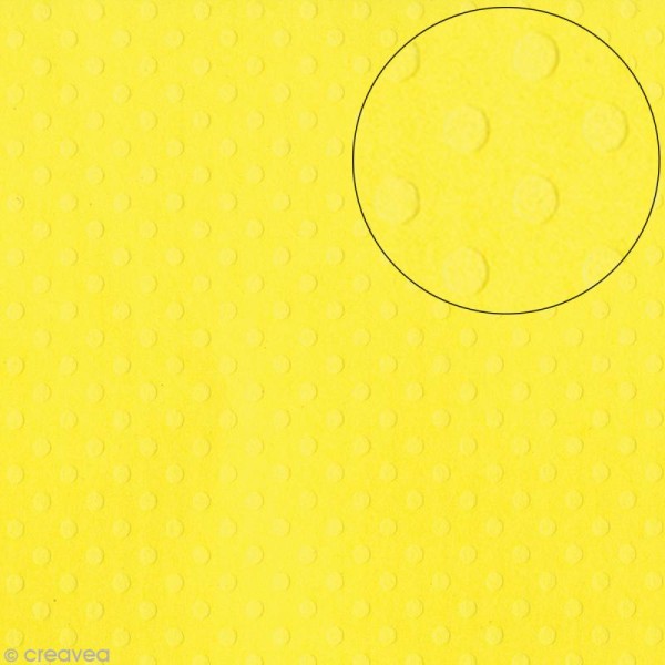 Papier scrapbooking Bazzill 30 x 30 cm - Pois - Lemon Zest (jaune citron) - Photo n°1