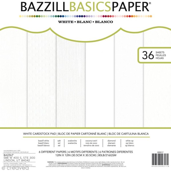 Papier Bazzill 30,5 x 30,5 cm - Set de 36 feuilles - Photo n°1