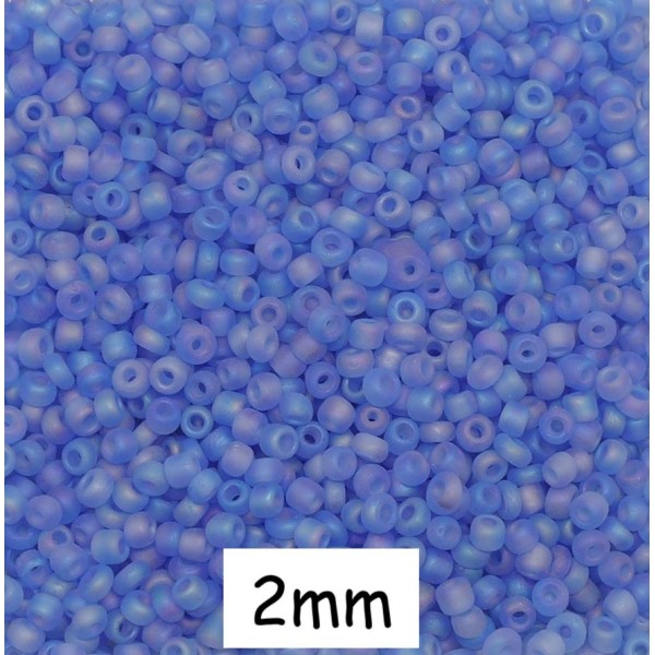 30g Perles De Rocaille 2mm Bleu Mat Environ 2600 Perles - Photo n°1