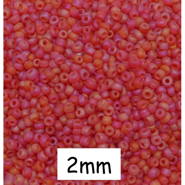 30g Perles De Rocaille 2mm Rouge Framboise Mat Environ 2800 Perles - Photo n°1