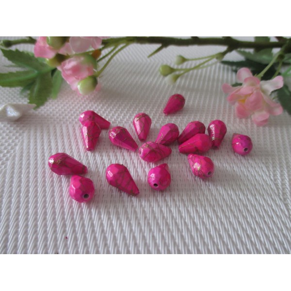 Lot de 20 perles goutte acrylique rose fuchsia - Photo n°1