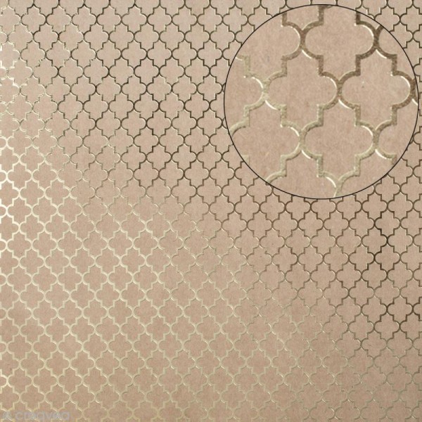 Papier scrapbooking Bazzill 30 x 30 cm - Kraft métallisé - Motif arabesque - Photo n°1