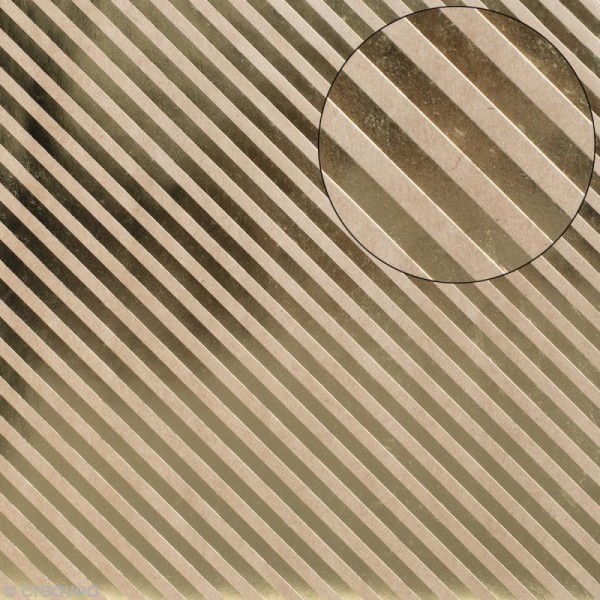 Papier scrapbooking Bazzill 30 x 30 cm - Kraft métallisé - Rayures - Photo n°1