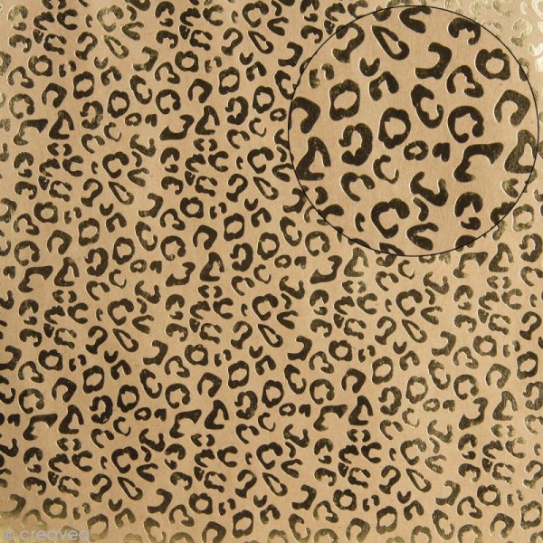 Papier scrapbooking Bazzill 30 x 30 cm - Kraft métallisé - Léopard - Photo n°1