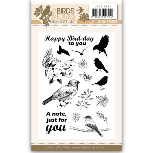 Tampon clear Jeanine's Art - Birds and Flowers N°22 - 16 pcs - Photo n°1