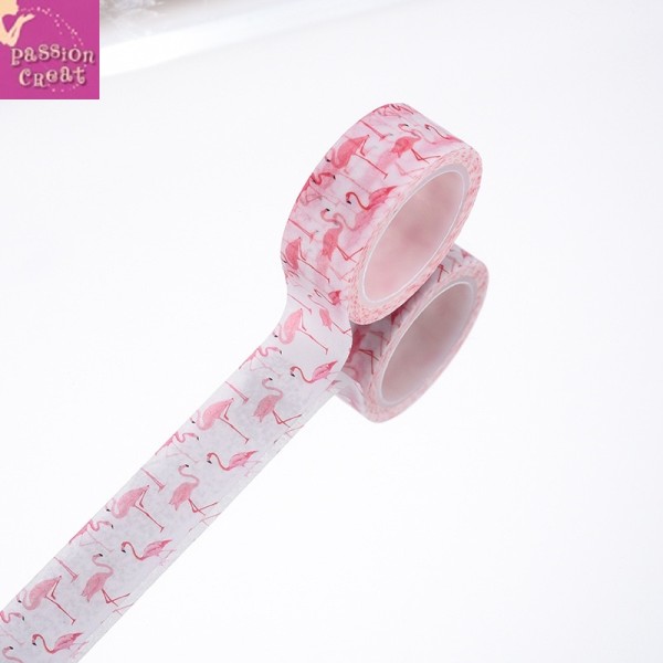 Un Rouleau De 5 Mètres Washi Tape Ruban Adhésif Flamant rose 15mm - Photo n°1