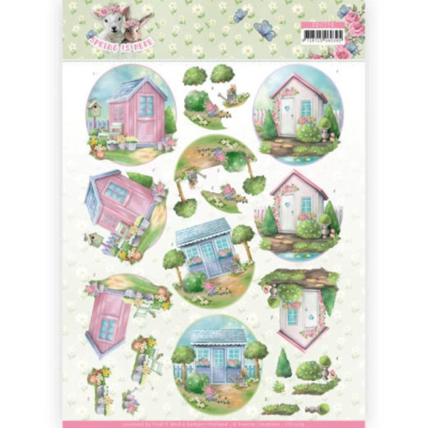 Carte 3D à découper - CD11279 - Spring is here - Cabanes de jardin - Amy Design - Photo n°1