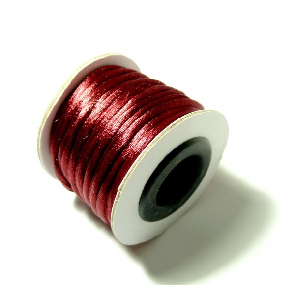 H01A06 Lot 1 rouleau de 10 mètres fil nylon pour Macramé 2mm Rouge Vin - Photo n°1