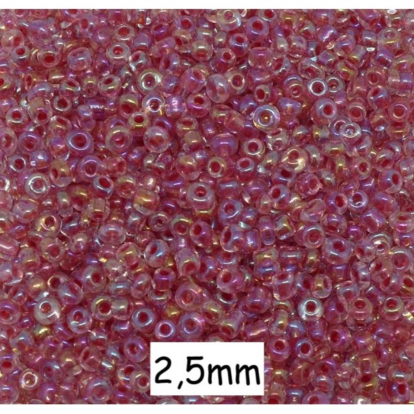 30g Perles De Rocaille 2,5mm Rose Irisé, Avec Reflet Environ 2000 Perles - Photo n°1
