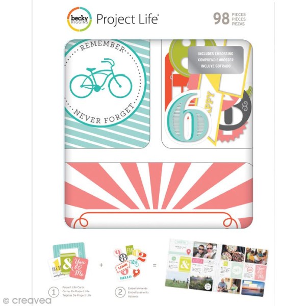 Kit cartes et embellissements Project Life - Embossed - Photo n°1