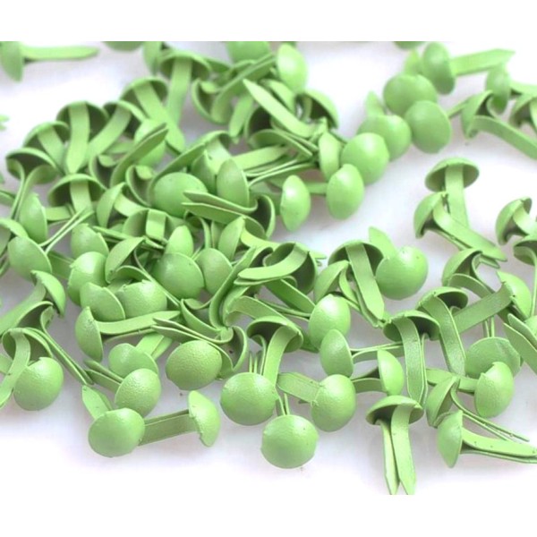 100 Mini brads ronds vert 4 mm attaches parisiennes - Photo n°1