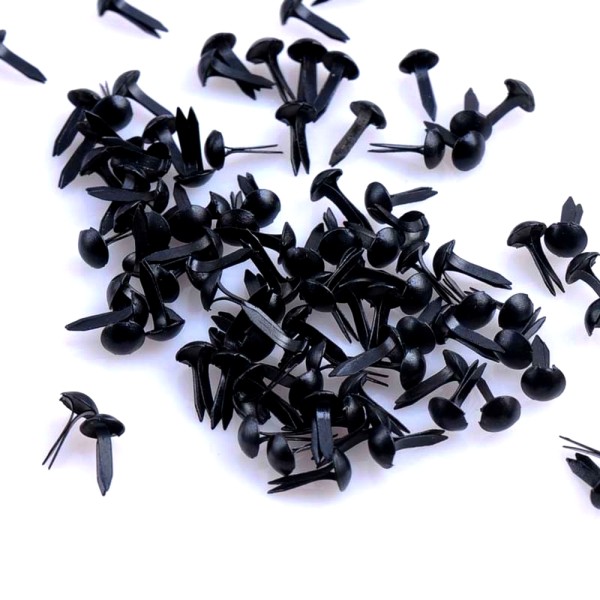 100 Mini brads ronds noirs attaches parisiennes - Photo n°1