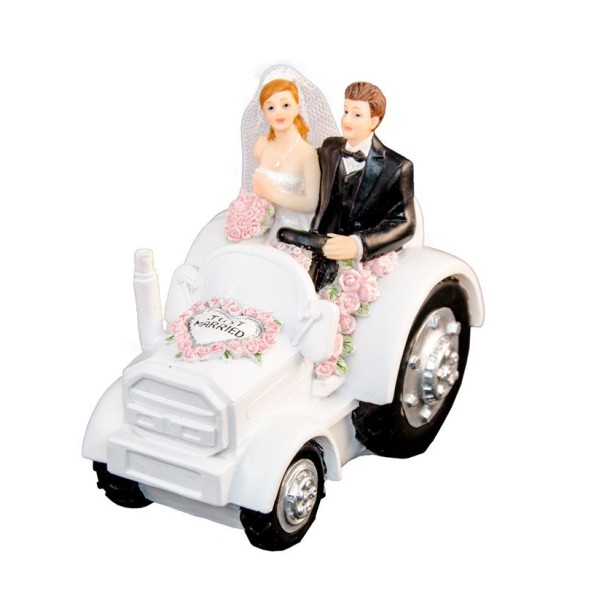 Figurine couple mariés tracteur - Photo n°1