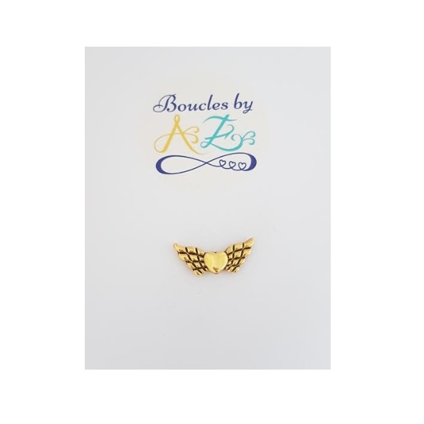 Perle ailes d'ange coeur dorée 9*22mm - Photo n°1