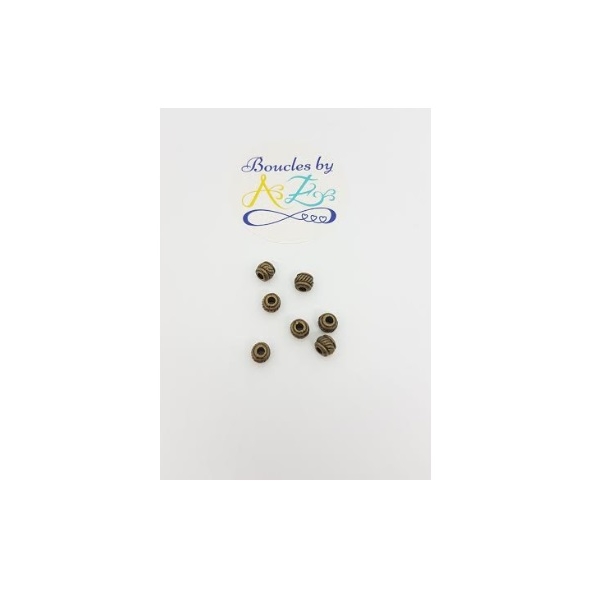 Perles rondes rayées bronze 6*5mm x15 - Photo n°1