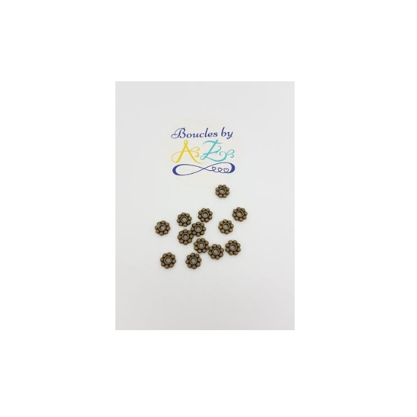 Perles intercalaires fleurs bronze 6mm x10 - Photo n°1