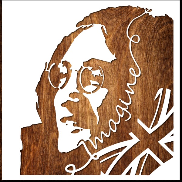 POCHOIR  EN PLASTIQUE MYLAR  Format (20*20 cm) : John Lennon Imagine - Photo n°1