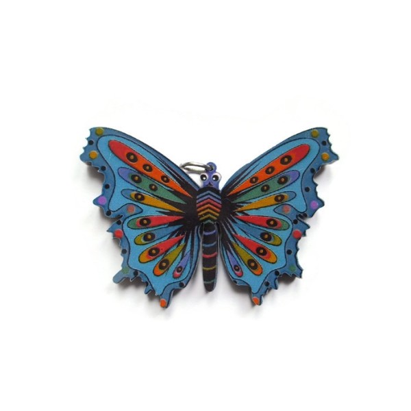 1 Pendentif Bonsny Acrylique Papillon 45x65mm Couleur  Multicolore (ref21) - Photo n°1