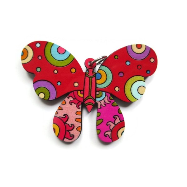 1 Pendentif Bonsny Acrylique Papillon 67x45mm Couleur  Multicolore (ref23) - Photo n°1